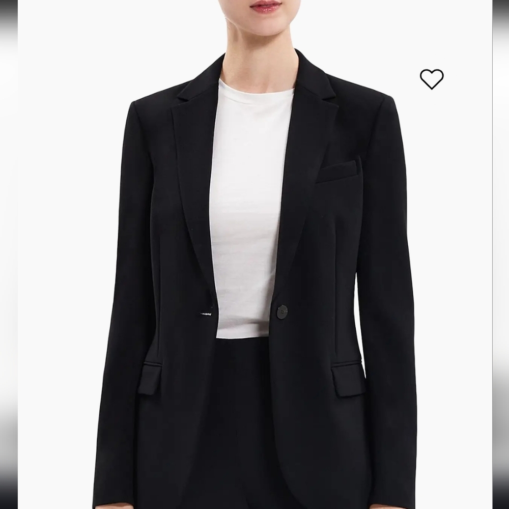 Theory Black Tailored Blazer with Notched Lapels Size 10